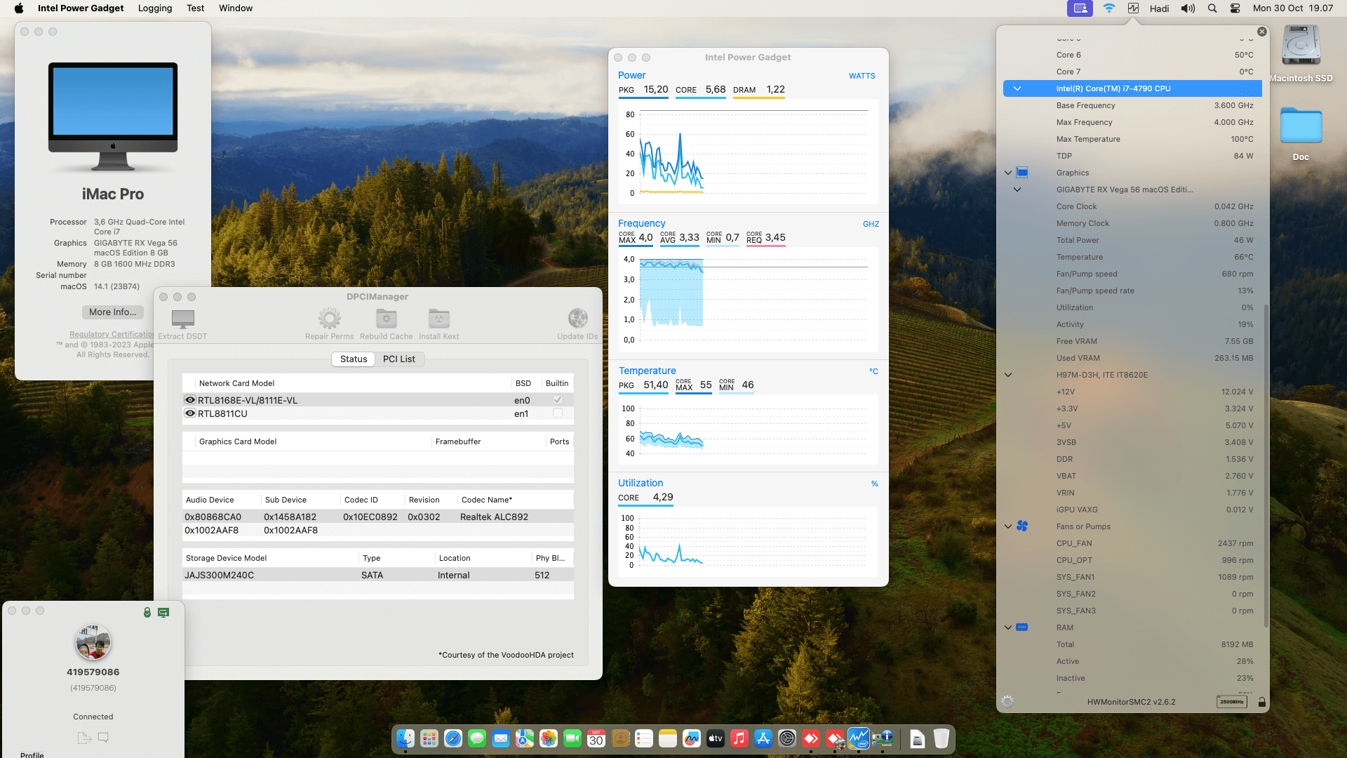Success Hackintosh macOS Sonoma 14.1 Build 23B74 in Gigabyte GA-H97M-D3H + Intel Core i7 4790 + Gigabyte RX Vega 56